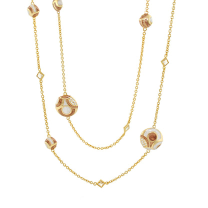 Magic 8 Necklace long gold-tone necklace with round beads and crystal accents by Lauren G Adams on Tampa Home & Garden Store