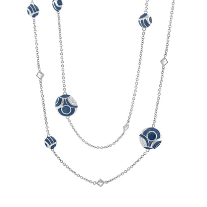 Magic 8 Necklace layered blue enamel bead necklace on silver chain by Lauren G Adams on Tampa Home & Garden Store