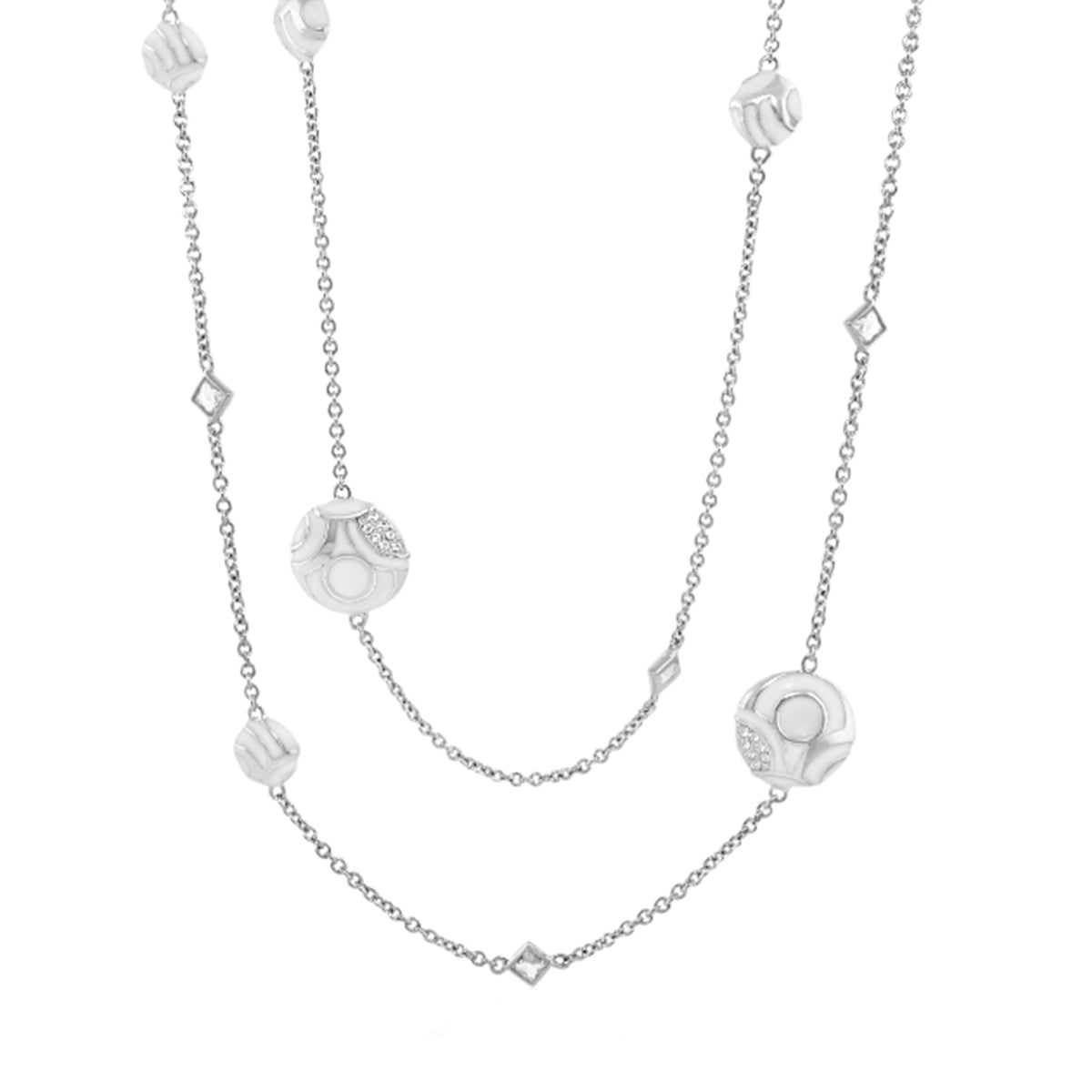 Magic 8 Necklace, long silver-tone chain with beads and crystal accents by Lauren G Adams on Tampa Home & Garden Store