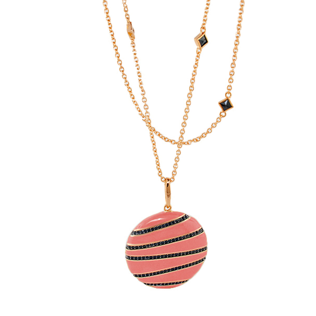 Earth Wind and Fire Necklace pink striped pendant on gold-tone chain by Lauren G Adams on Tampa Home & Garden Store