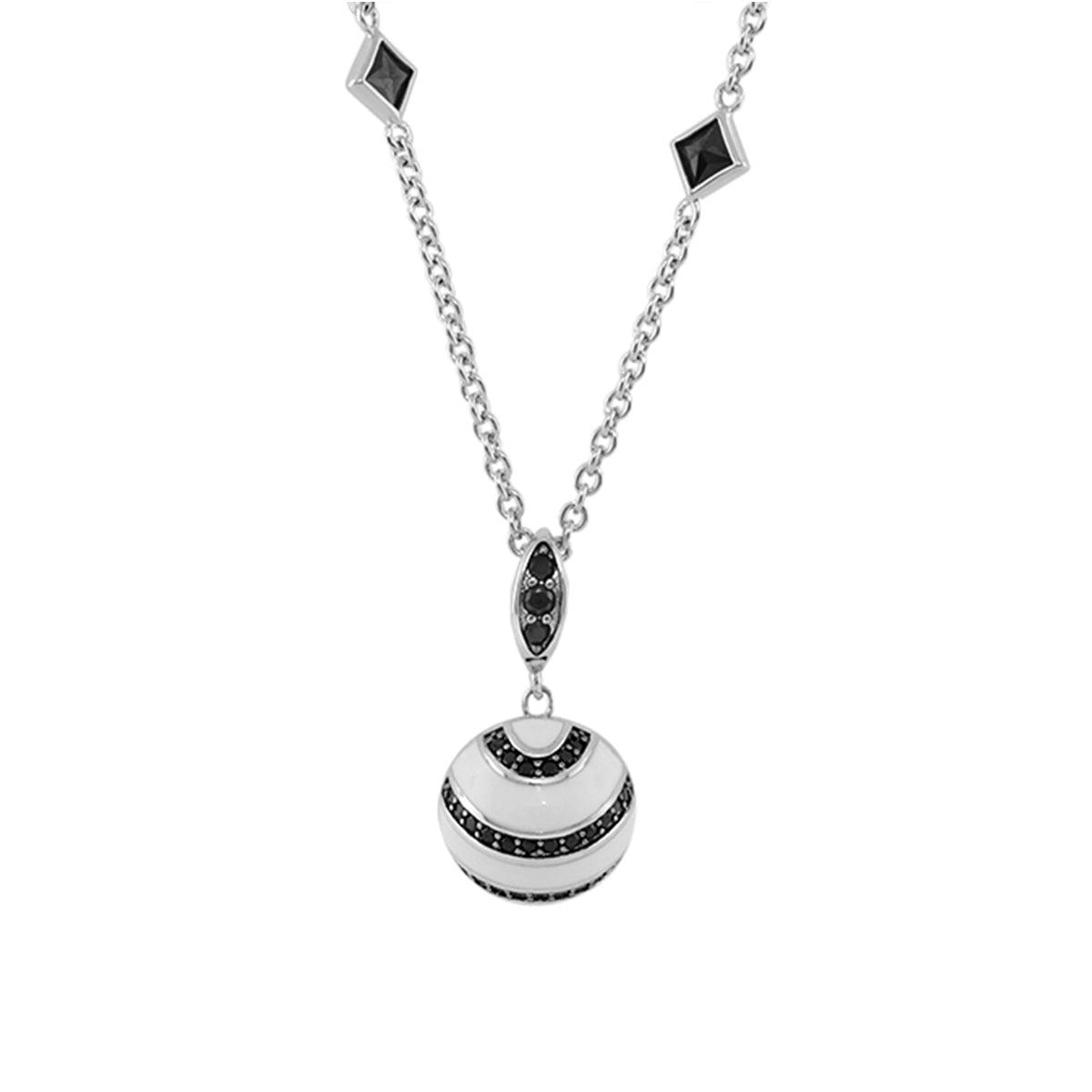 Earth Wind and Fire Necklace by Lauren G Adams in silver with black stones pendant on Tampa Home & Garden Store