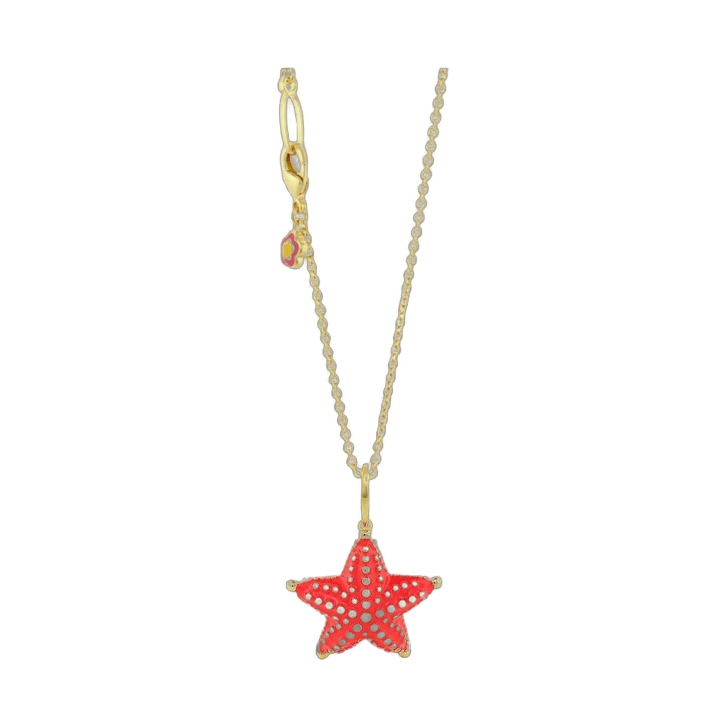 Eau Starfish Pendant necklace, petite dotted red starfish charm on gold chain by Lauren G Adams on Tampa Home & Garden Store