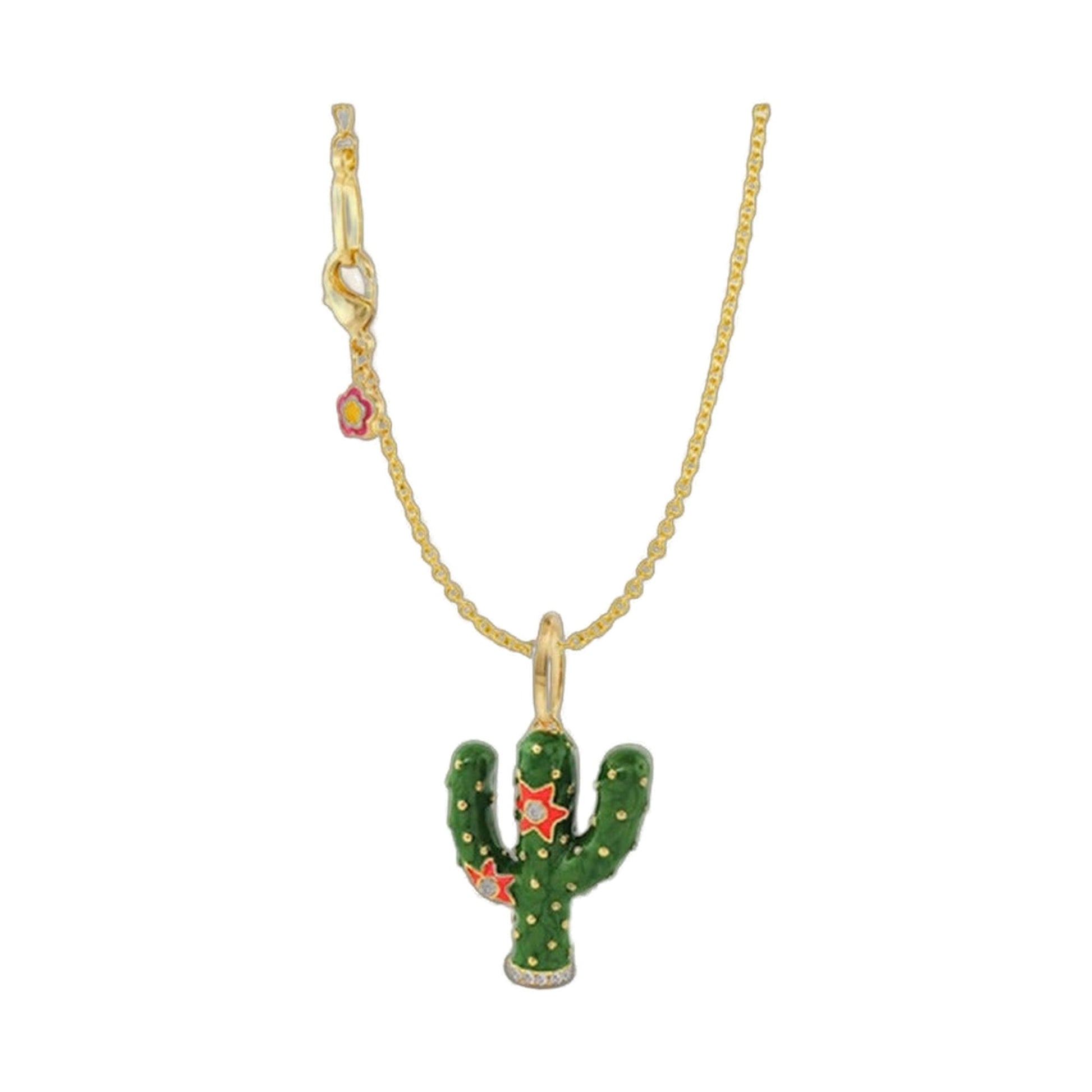 Eau Cactus Necklace pendant in gold chain with green cactus charm by Lauren G Adams on Tampa Home & Garden Store