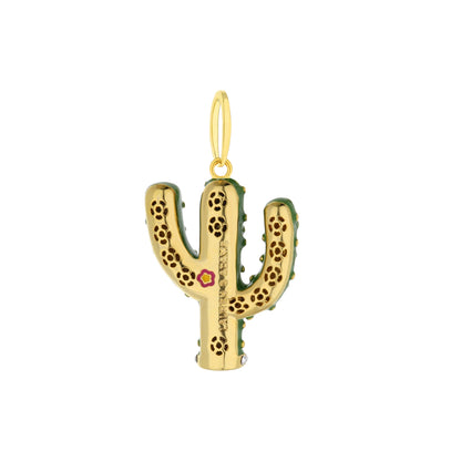 Eau Cactus pendant necklace by Lauren G Adams; gold cactus charms with green enamel trim on Tampa Home & Garden Store