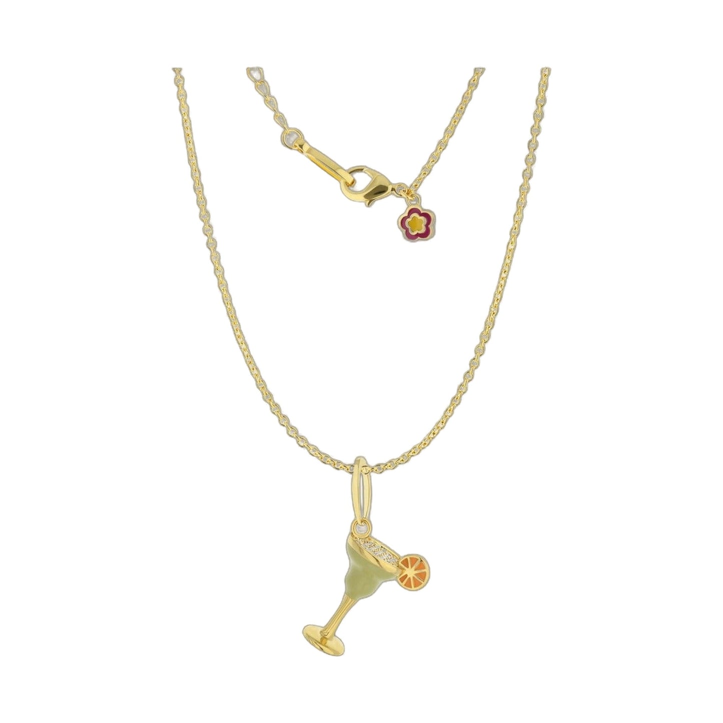 Viva Margarita Cocktail pendant necklace, gold tone chain with margarita glass charm on Tampa Home & Garden Store