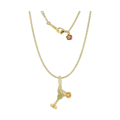 Viva Margarita Cocktail pendant necklace, gold tone chain with margarita glass charm on Tampa Home & Garden Store