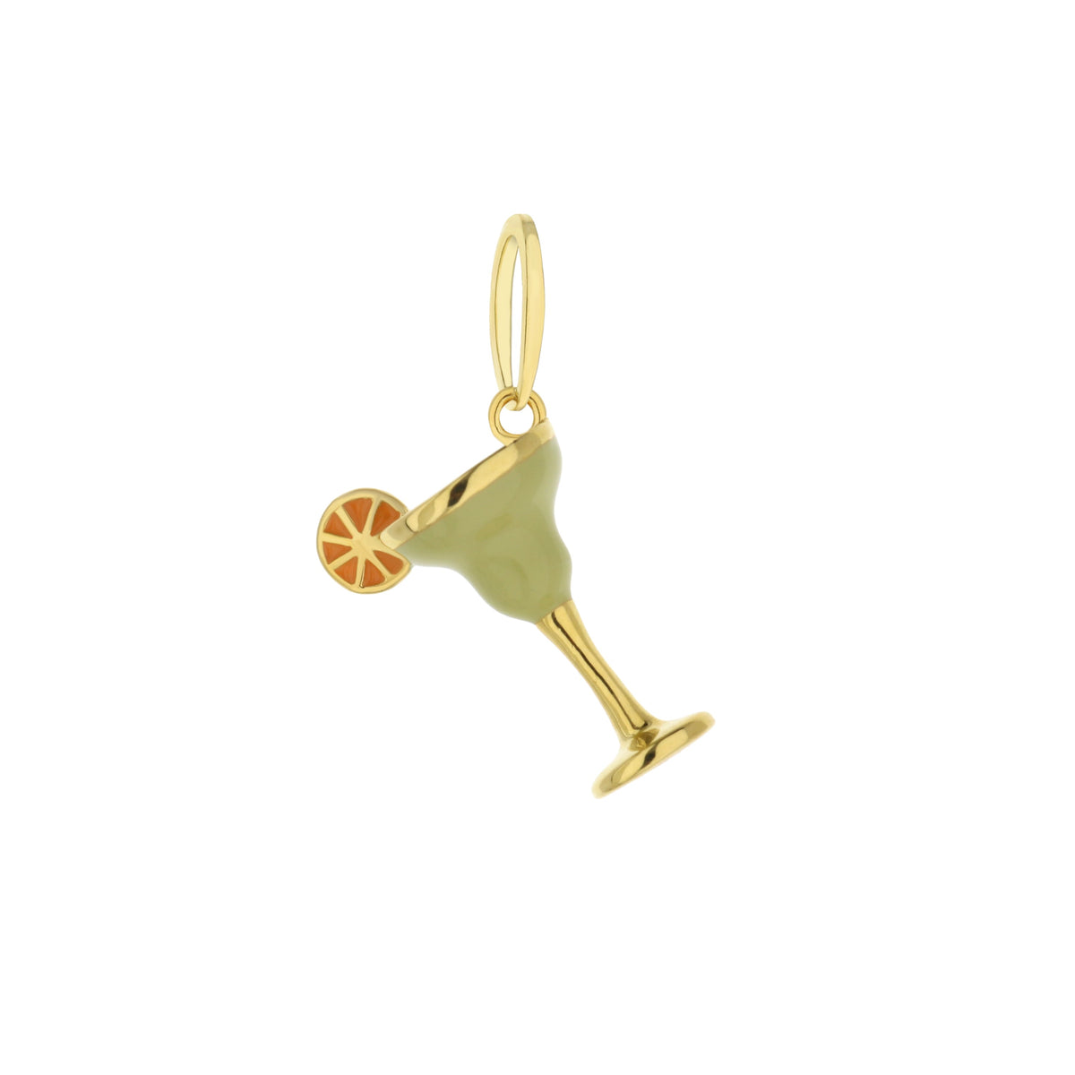 Viva Margarita Cocktail Pendant necklace lime-green glass charm with gold-tone accent on Tampa Home & Garden Store