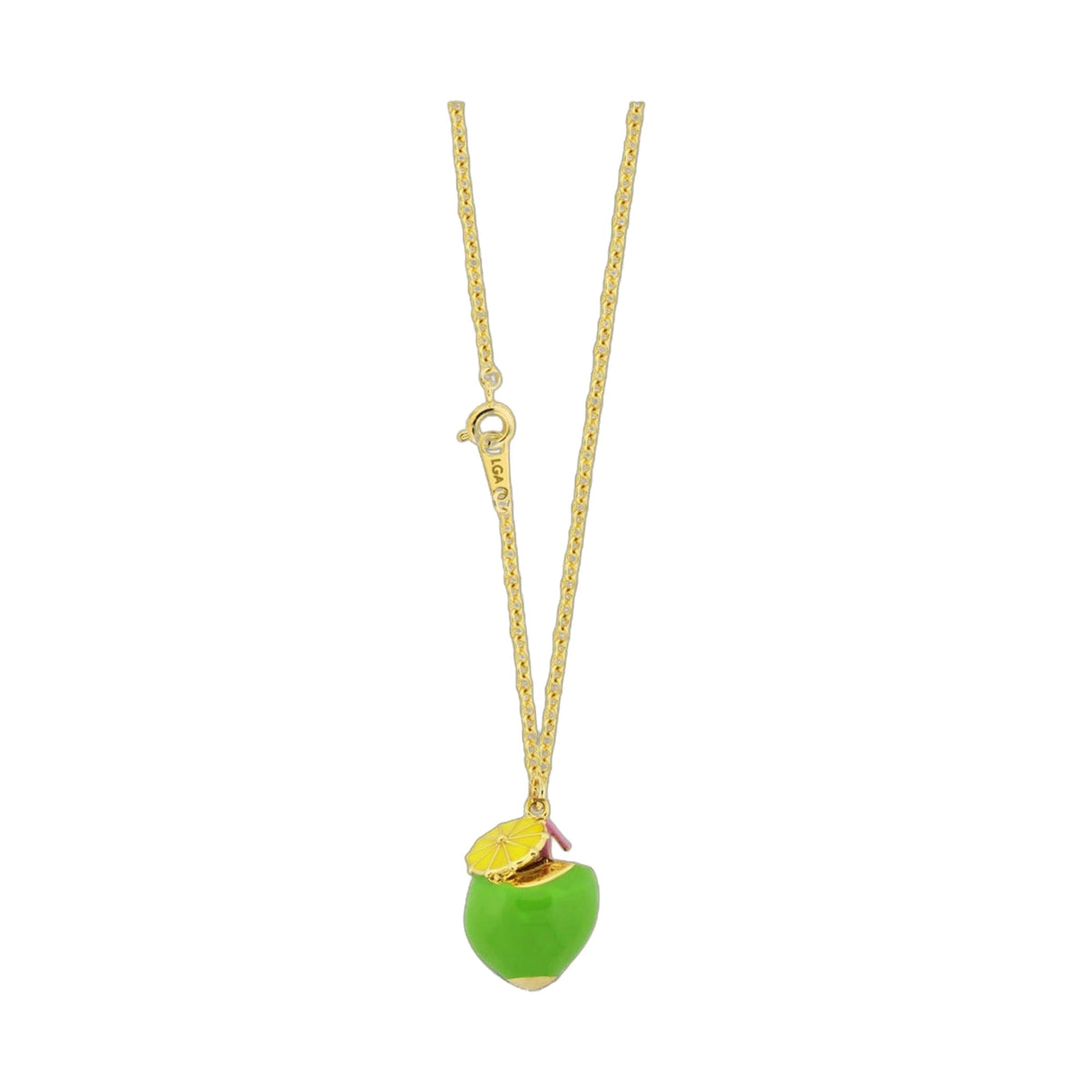 Lauren G Adams Coconut Pendant Necklace; gold-tone chain with green coconut charm on Tampa Home & Garden Store