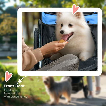 3-Wheel Pet Stroller for small to medium dogs by Furr Baby Gifts, blue interior, black frame on Tampa Home & Garden Store
