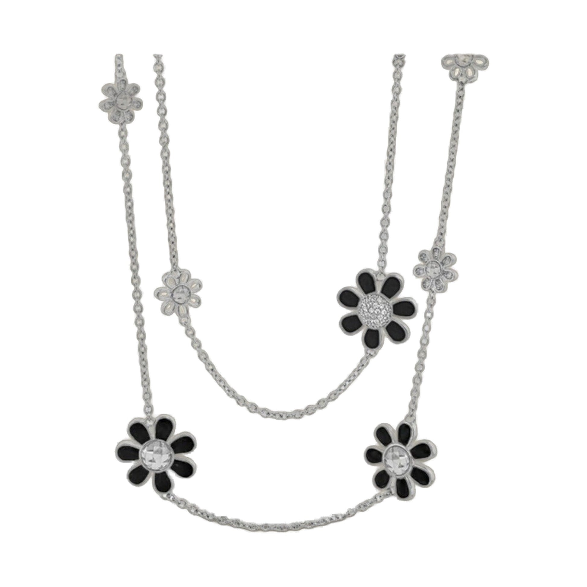 Moon Flower long necklace by Lauren G Adams with flower charms on silver chain on Tampa Home & Garden Store