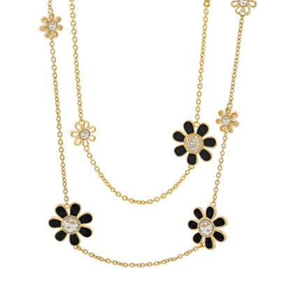 Moon Flower Necklace by Lauren G Adams, gold-tone chain with multiple black petal charms on Tampa Home & Garden Store
