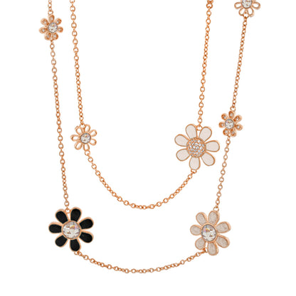 Moon Flower Necklace by Lauren G Adams, long rose-gold chain with five enamel daisy charms on Tampa Home & Garden Store