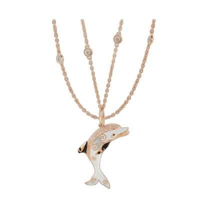 Freedom of the Seas Necklace, rose gold chain with white enamel mermaid-tail pendant on Tampa Home & Garden Store