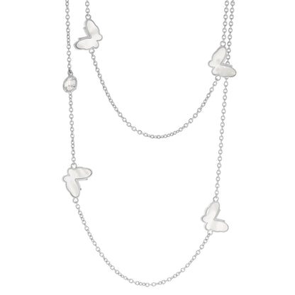 Mariposa long necklace with butterfly charms and mother-of-pearl inlays by Lauren G Adams on Tampa Home & Garden Store