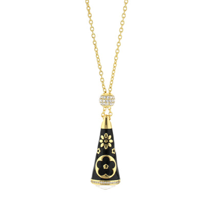 Floral Days Necklace Lauren G Adams gold-tone chain black enamel drop with crystal ball on Tampa Home & Garden Store