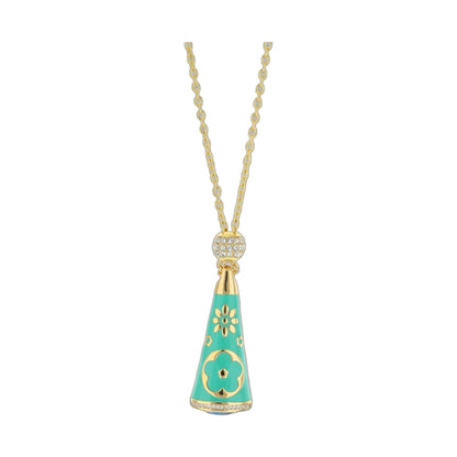 Floral Days Necklace pendant by Lauren G Adams on gold chain with turquoise enamel teardrop on Tampa Home & Garden Store