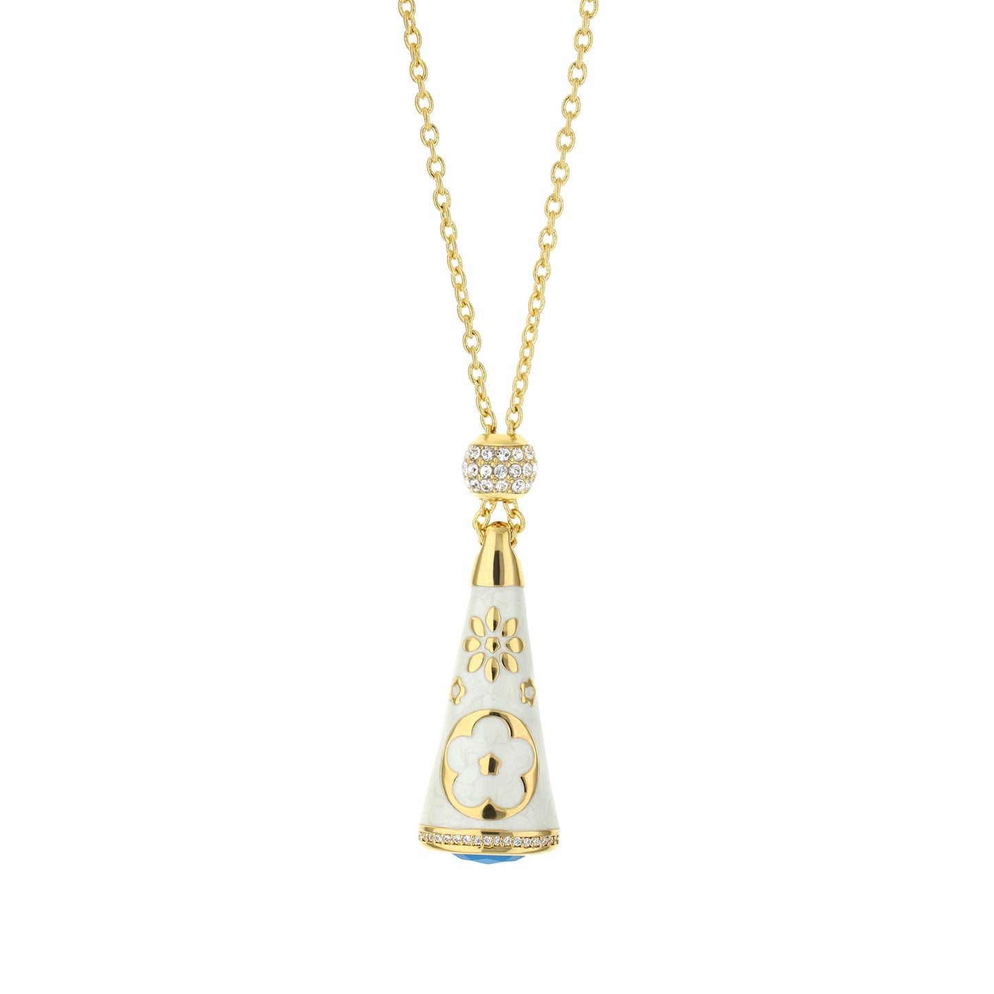 Floral Days Necklace pendant gold-tone chain with crystal bead by Lauren G Adams on Tampa Home & Garden Store