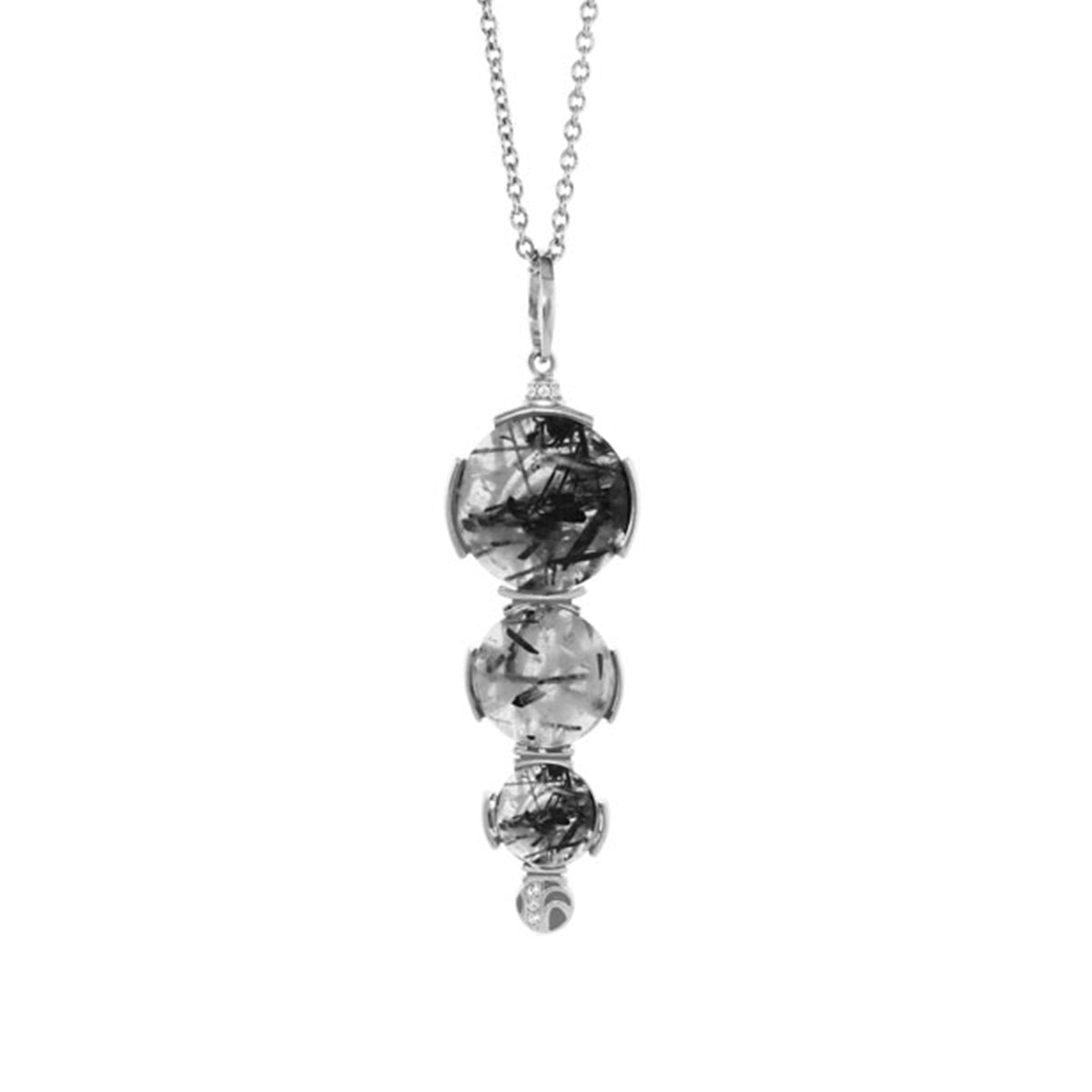 Cool Ice Necklace by Lauren G Adams, silver chain with four grey beads in metal caps on Tampa Home & Garden Store