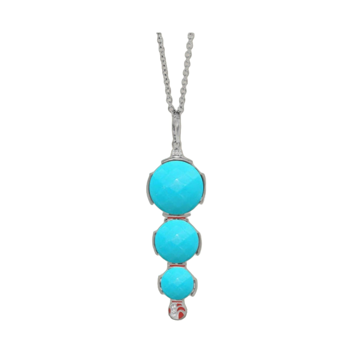 Cool Ice Necklace with five turquoise cabochon beads on a silver chain on Tampa Home & Garden Store