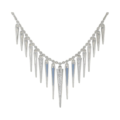 Utopia Necklace by Lauren G Adams, from Collections, silver-tone chain with dagger pendants and crystal inlays on Tampa Home & Garden Store
