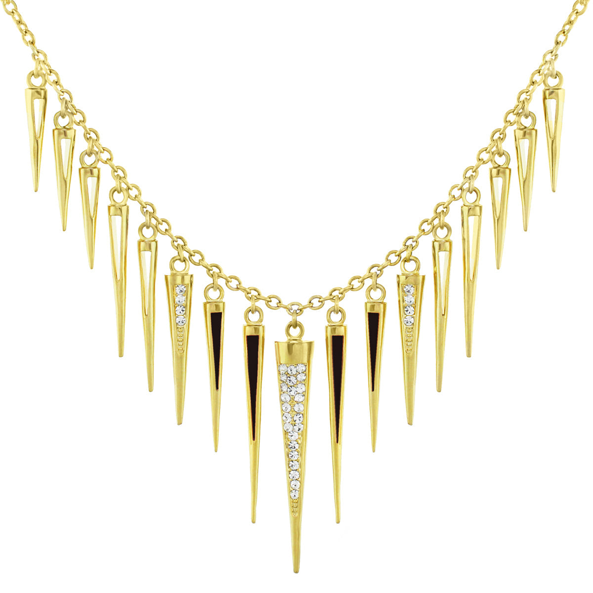 Utopia Necklace by Lauren G Adams, gold-tone with spike pendants and crystals on Tampa Home & Garden Store