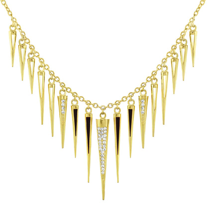 Utopia Necklace by Lauren G Adams, gold-tone with spike pendants and crystals on Tampa Home & Garden Store