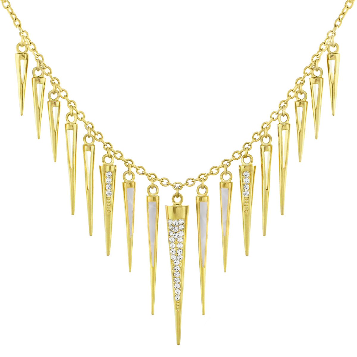 Utopia Necklace gold-tone spike fringe with crystals Lauren G Adams on Tampa Home & Garden Store