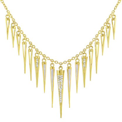 Utopia Necklace gold-tone spike fringe with crystals Lauren G Adams on Tampa Home & Garden Store