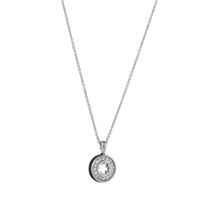 Open Arms Pave Flower Necklace by Lauren G Adams, silver-tone chain with pavé flower pendant on Tampa Home & Garden Store