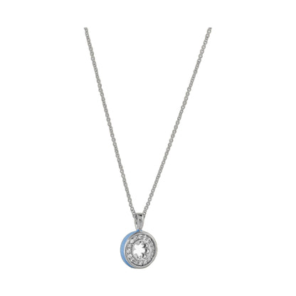 Open Arms Pave Flower Necklace by Lauren G Adams, chain blue enamel pendant and pave crystals on Tampa Home & Garden Store