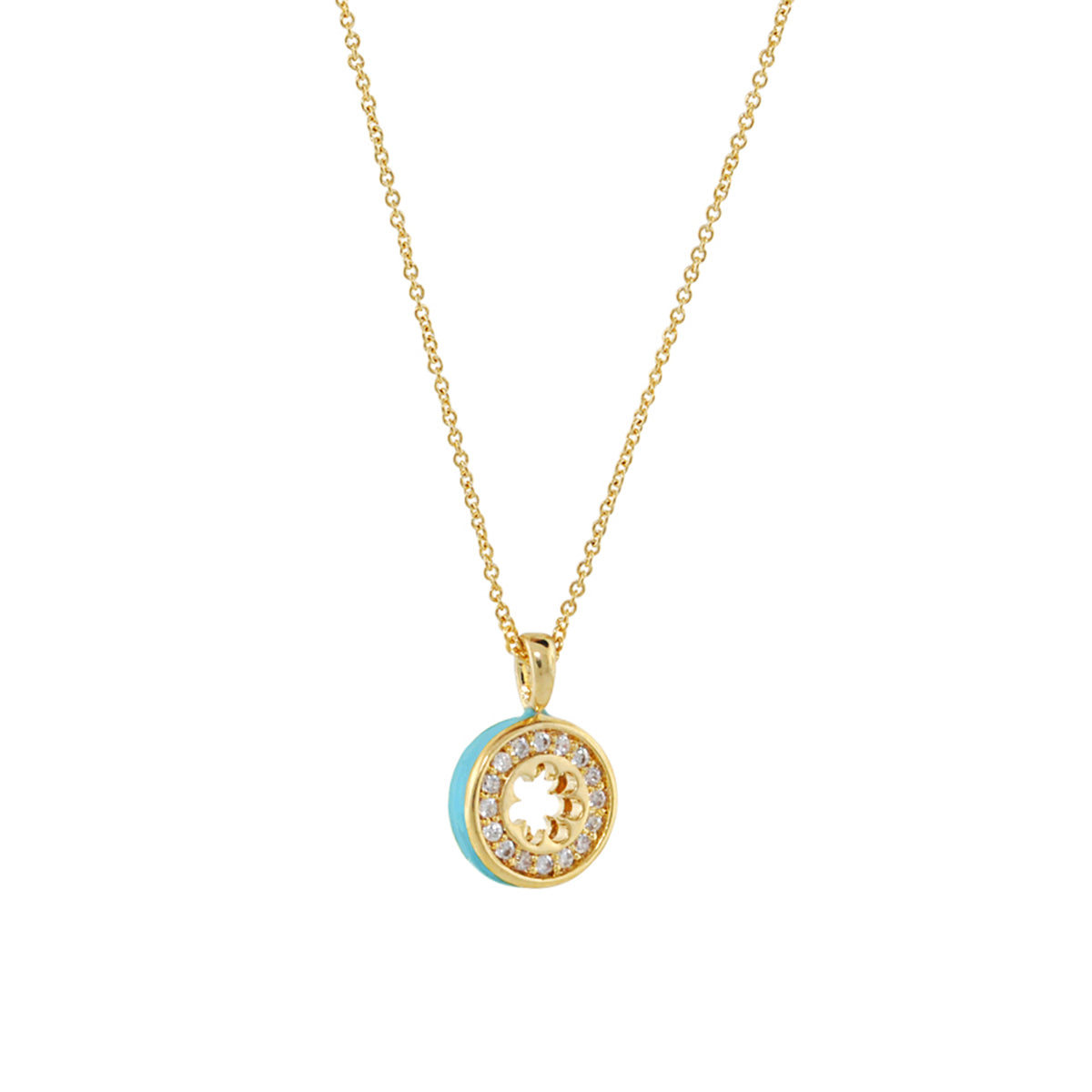 Open Arms Pave Flower Necklace, Lauren G Adams, turquoise edge with pavé crystals on Tampa Home & Garden Store
