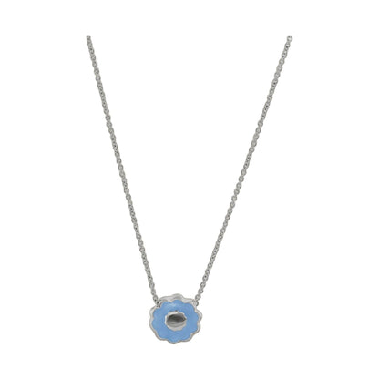 Open Arms Flower Necklace from Lauren G Adams, silver-tone chain with blue flower pendant on Tampa Home & Garden Store