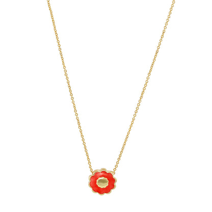 Open Arms Flower Necklace with red enamel bloom on a gold chain by Lauren G Adams on Tampa Home & Garden Store
