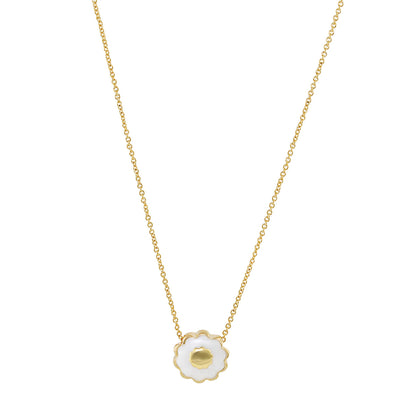 Open Arms Flower Necklace by Lauren G Adams, gold chain with white enamel flower pendant on Tampa Home & Garden Store