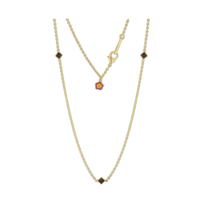 Eau Chain Necklace Gold chain with black square stone and flower pendant Lauren G Adams on Tampa Home & Garden Store