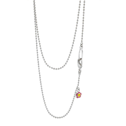 Eau Chain Necklace - Bead Chain, Lauren G Adams, silver-tone double-layer chain with pink flower charm on Tampa Home & Garden Store