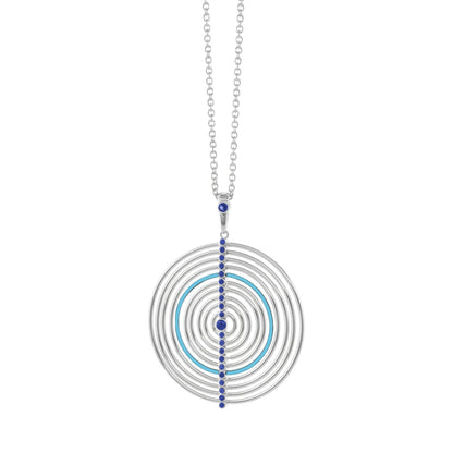 Egyptian Queen Necklace pendant in silver with concentric rings and blue stones by Lauren G Adams on Tampa Home & Garden Store