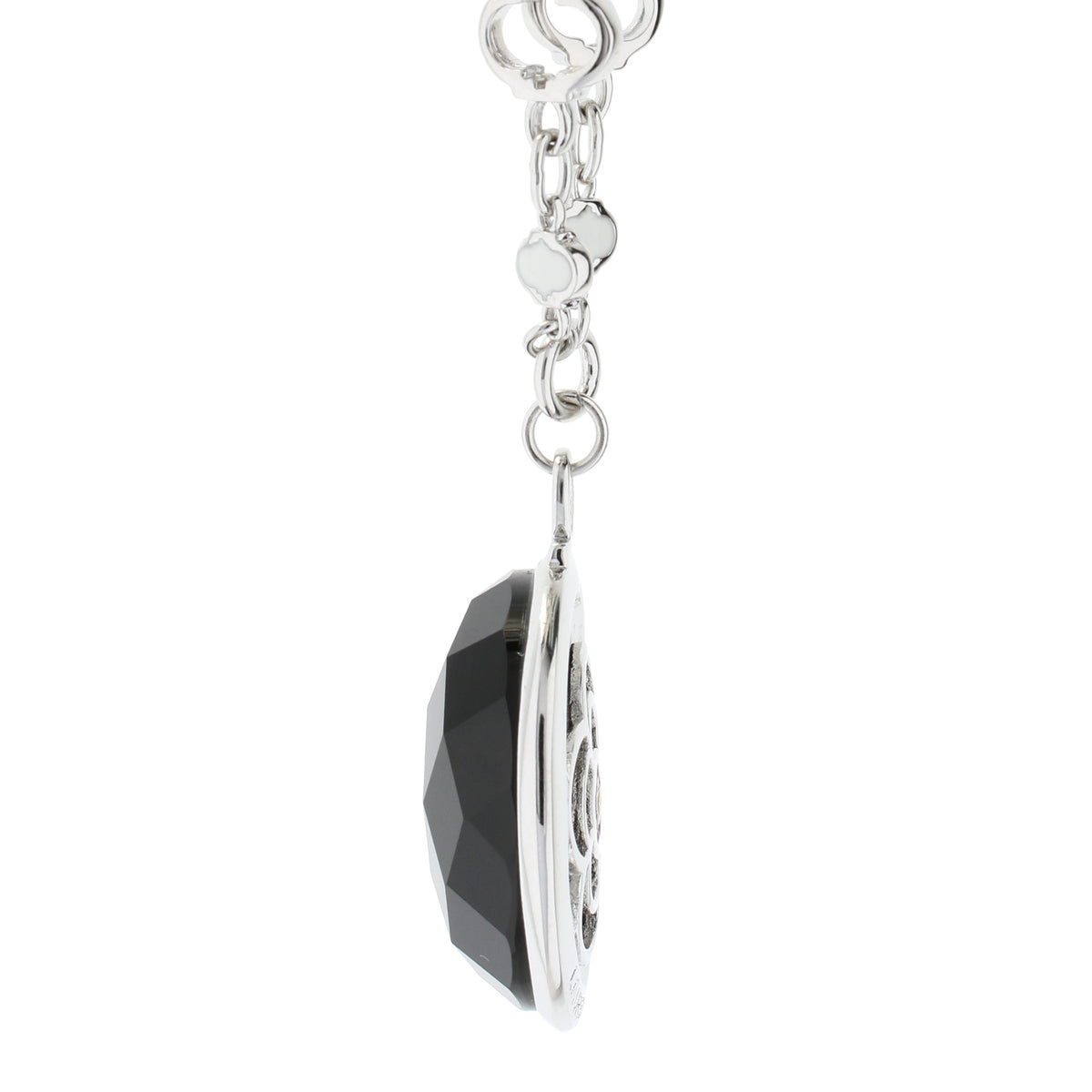 Dragon Lady pendant necklace by Lauren G Adams with black faceted crystal in silver setting on Tampa Home & Garden Store