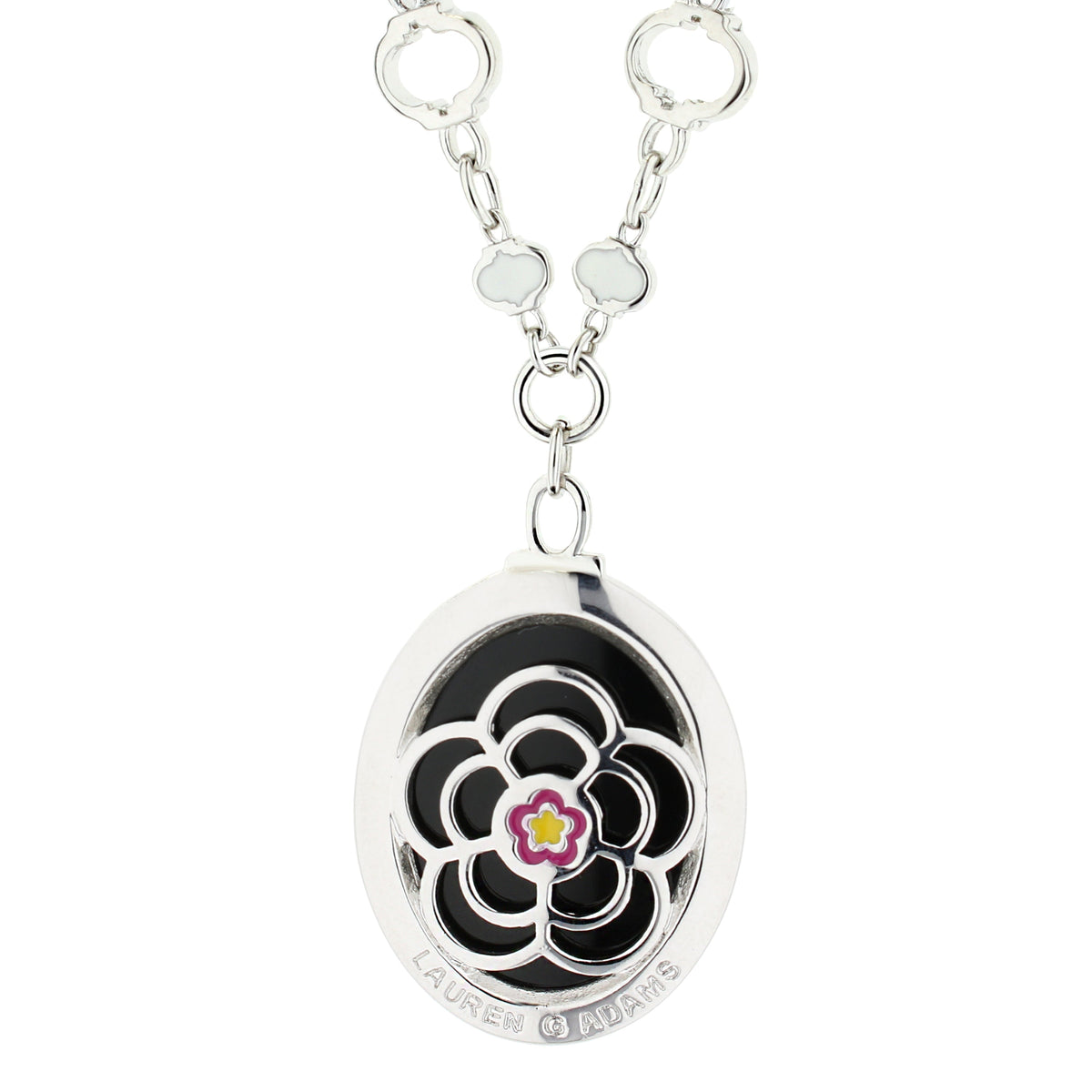 Dragon Lady Pendant Necklace by Lauren G Adams in silver with black floral filigree on Tampa Home & Garden Store