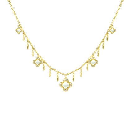 Marilyn Clover Short Necklace by Lauren G Adams, gold tone with 4 clover charms and enamel on Tampa Home & Garden Store