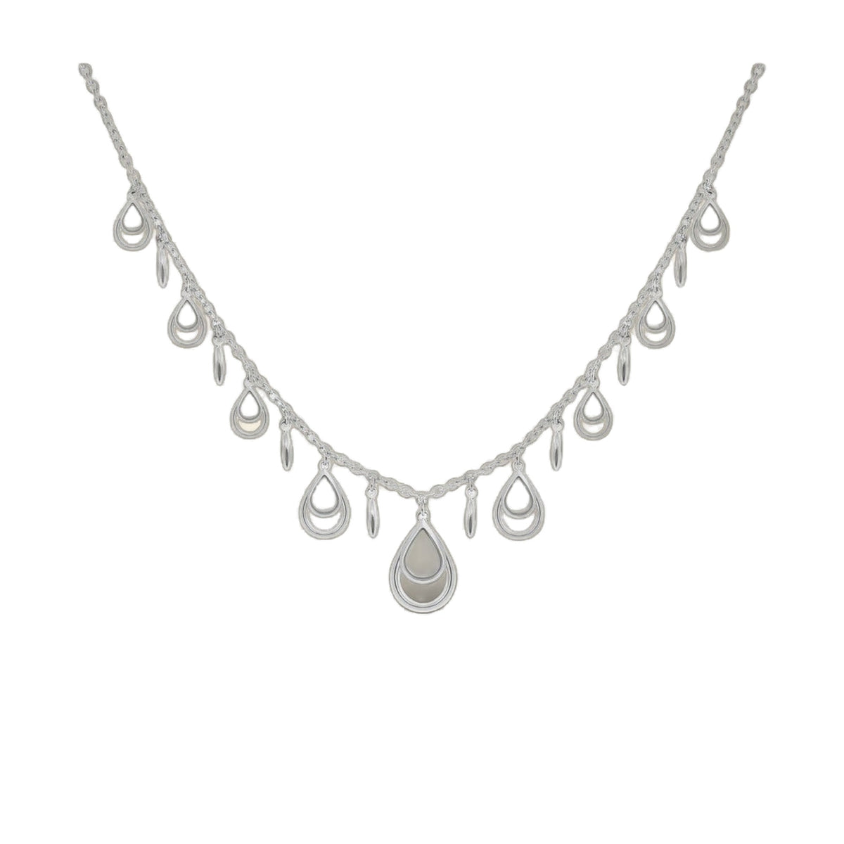 Marilyn Teardrop Necklace by Lauren G Adams, silver short necklace with teardrop charms on Tampa Home & Garden Store
