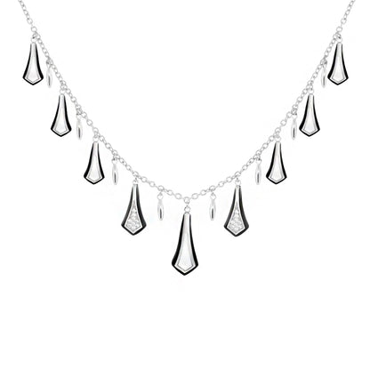Marilyn Mother of Pearl Necklace by Lauren G Adams, silver chain with black pearl teardrops on Tampa Home & Garden Store