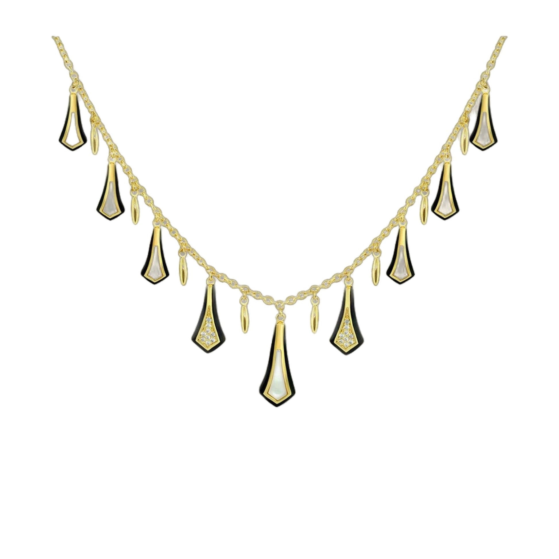Marilyn Mother of Pearl Necklace Lauren G Adams, short gold-tone chain with white pearl drops on Tampa Home & Garden Store