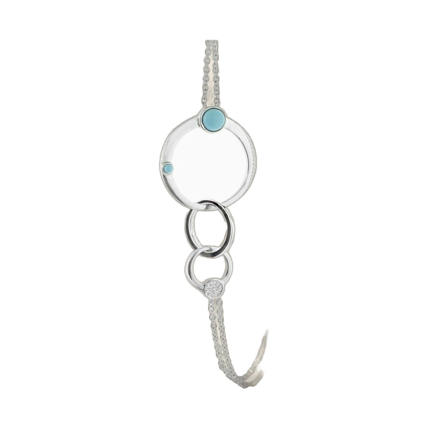 Eclipse Necklace long silver hoop pendant with turquoise inlays, Lauren G Adams on Tampa Home & Garden Store