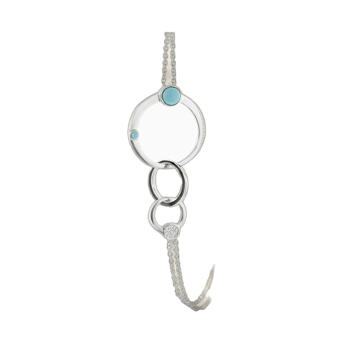 Eclipse Necklace long silver hoop pendant with turquoise inlays, Lauren G Adams on Tampa Home & Garden Store