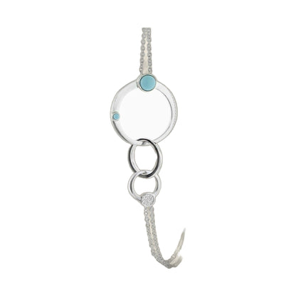 Eclipse Necklace long silver hoop pendant with turquoise inlays, Lauren G Adams on Tampa Home & Garden Store