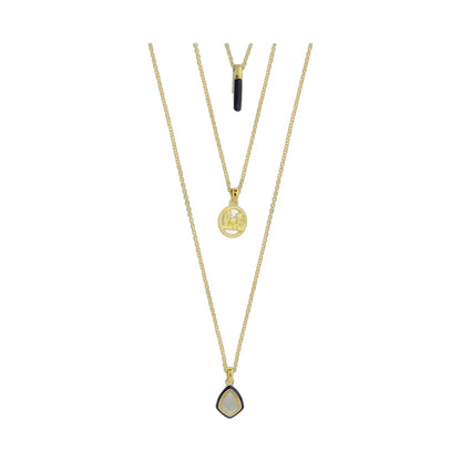 Delicato Triple Chain Necklace pendant by Lauren G Adams, gold-tone with bezel teardrop on Tampa Home & Garden Store