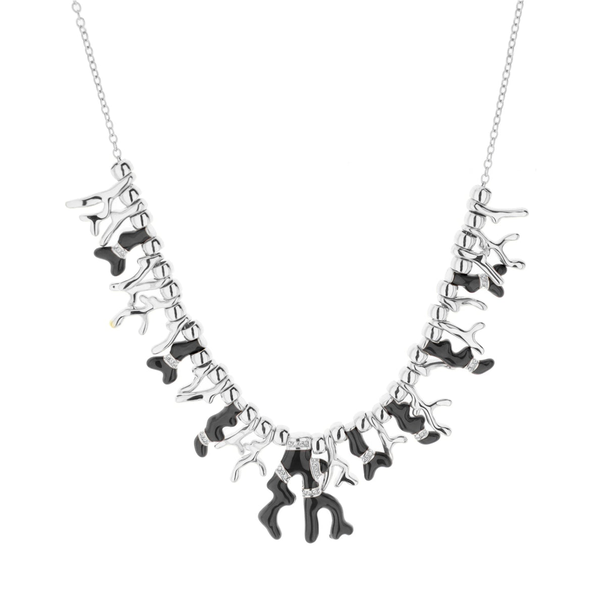 Pretty Little Things Coral Necklace by Lauren G Adams, silver sea life necklace with black coral enamel accents on Tampa Home & Garden Store