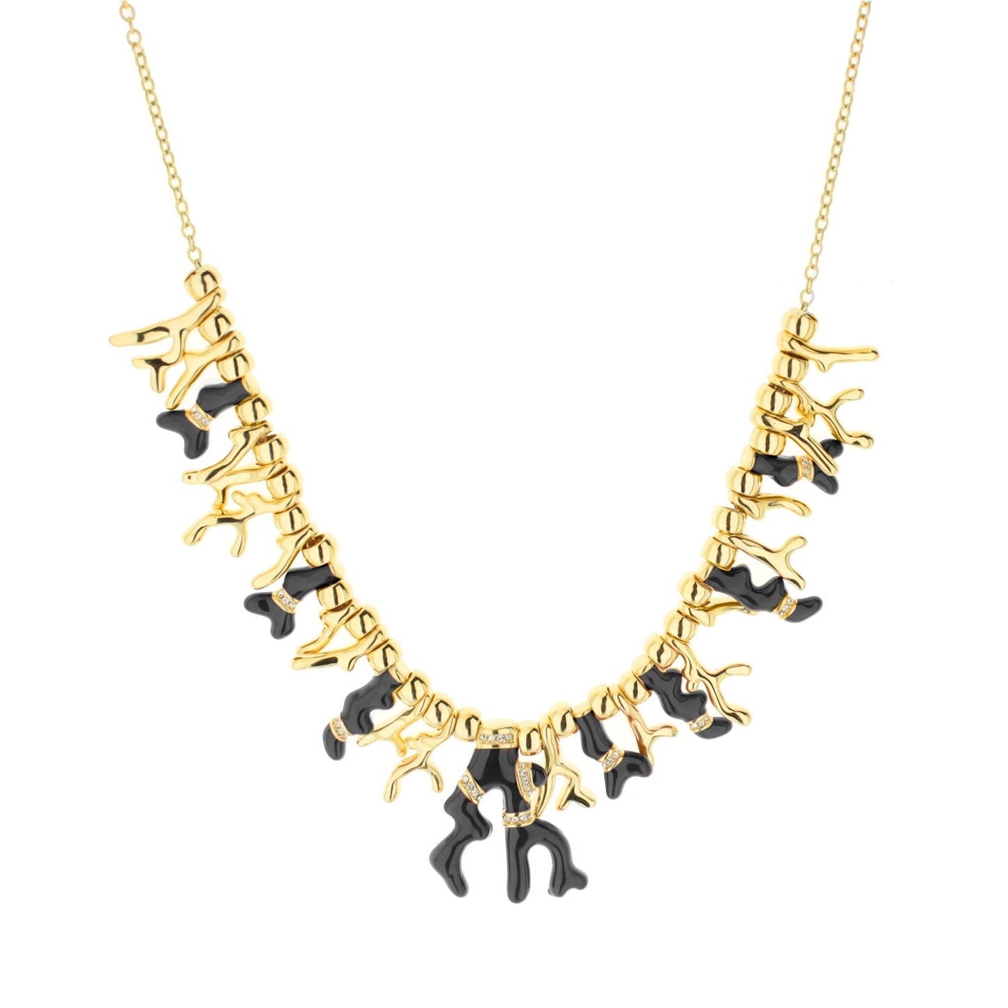 Pretty Little Things Coral Necklace by Lauren G Adams, gold-tone with black coral accents on Tampa Home & Garden Store