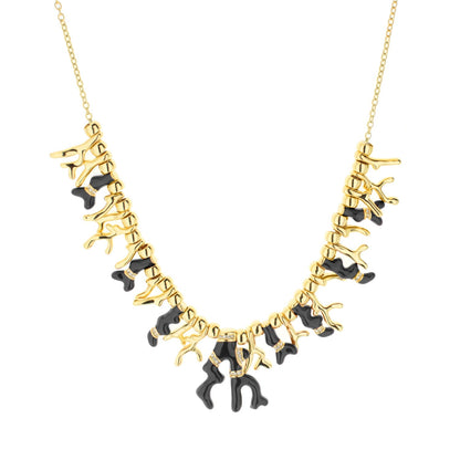 Pretty Little Things Coral Necklace by Lauren G Adams, gold-tone with black coral accents on Tampa Home & Garden Store